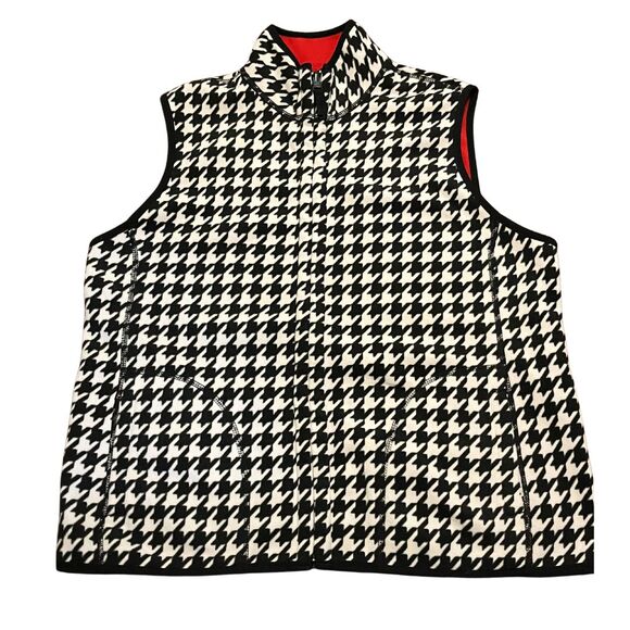 Kim Rogers Petite Houndstooth Reversible Fleece Vest Size PL - Picture 1 of 10